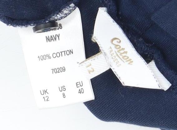 Cotton Traders Women's Blue Cowl Neck Long Sleeve Top