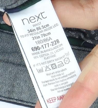 Next Men's Blue Chino Trousers, Size 32, Casual Style