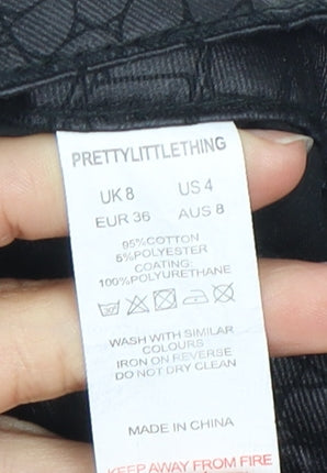 Womens UK Size 8 PRETTYLITTLETHING Regular Fit Black Trousers