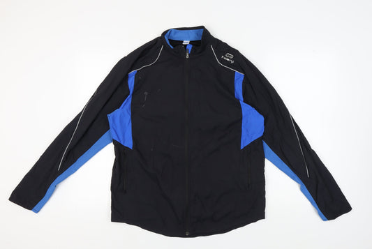 Additional front view of Kalenji Men's XL Black/Blue Track Jacket Reflective