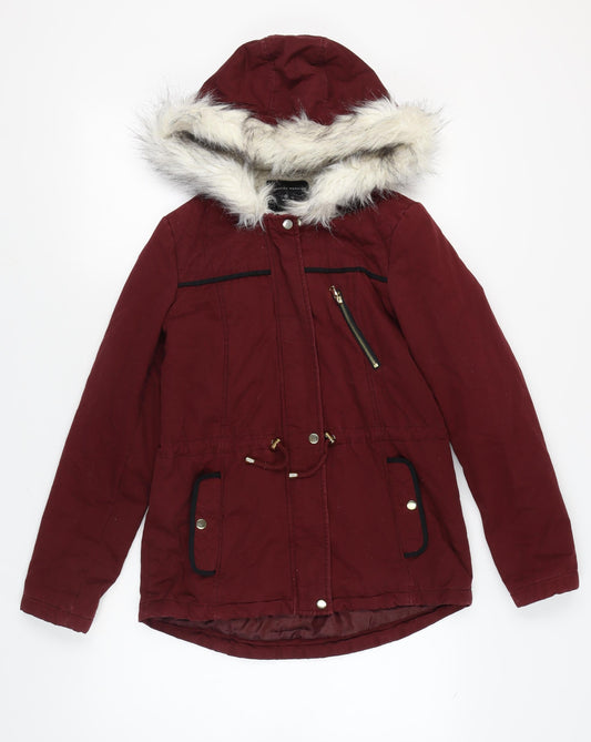 Womens UK Size 8 Dorothy Perkins Red Parka Coat