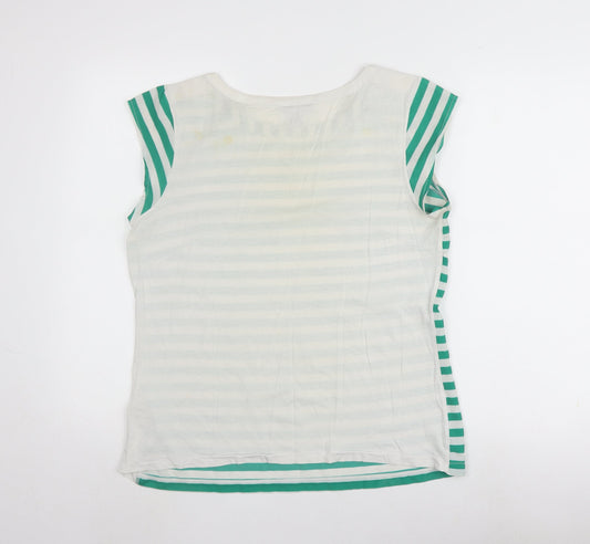Banana Republic Women's Striped Blouse L, Green/White