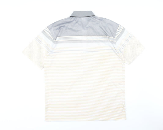 Charles Norton Men’s XL Grey Beige Striped Polo Shirt