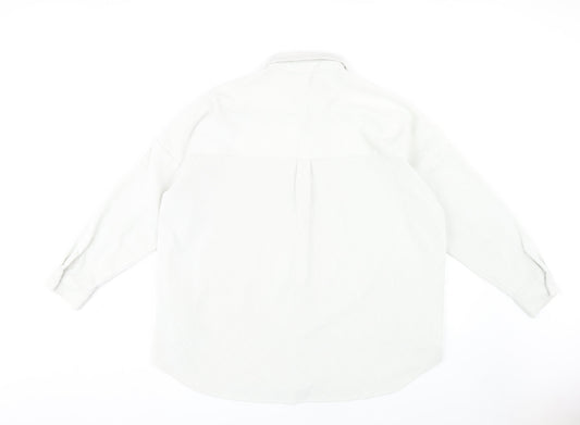 Womens UK Size 2 Zara White Basic Button-Up