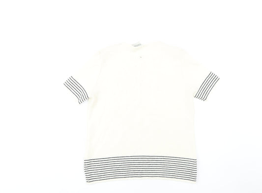 Eastex Women's White Striped Short Sleeve Jumper Size 10