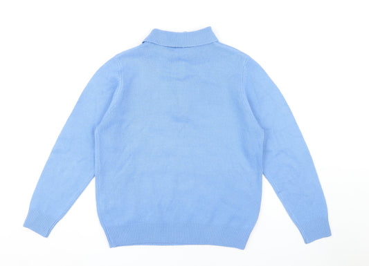 Damart Women's Blue Collared Jumper M Long Sleeve