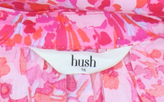 Hush Women's Pink Floral Blouse Size 16 V-Neck