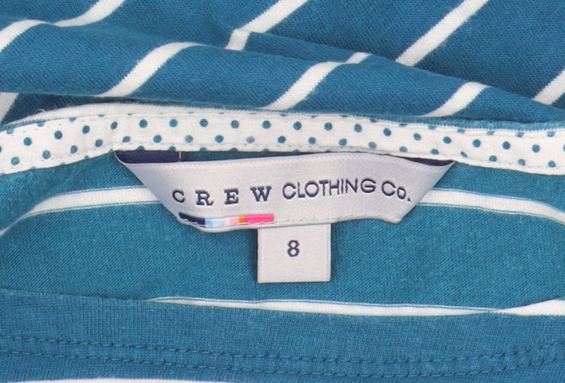 Brand and care label for Crew Clothing Women's Blue Striped Long Sleeve T-Shirt