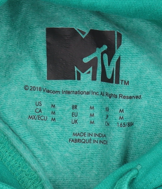 Unisex Adults UK Size M MTV Green Pullover Hoodie