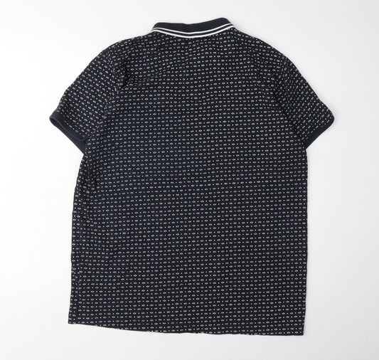 Brave Soul Men's XL Black Geometric Polo Shirt