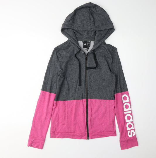 Additional front view of Adidas Women's Pink/Gray Full Zip Hoodie XS