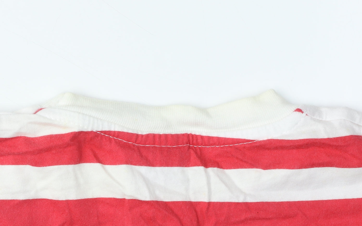 Disney Girls Red Striped Mickey Mouse Christmas T-Shirt, 9-10 Years