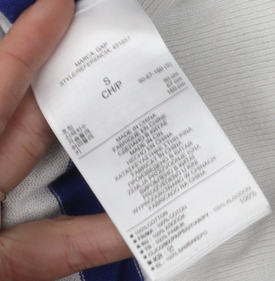 Gap Women's Blue Striped Cotton Cardigan S