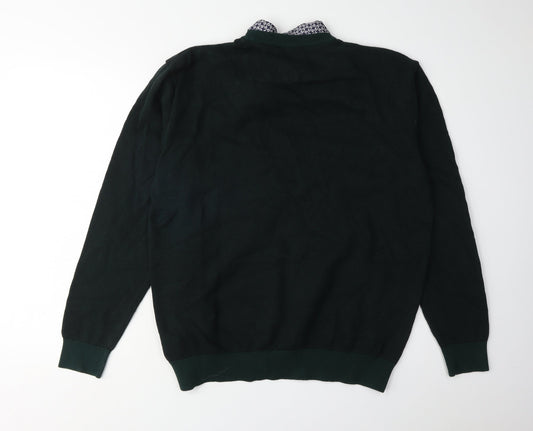 Next Men's Green 2XL Cotton Pullover Jumper