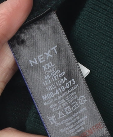 Next Men's Green 2XL Cotton Pullover Jumper