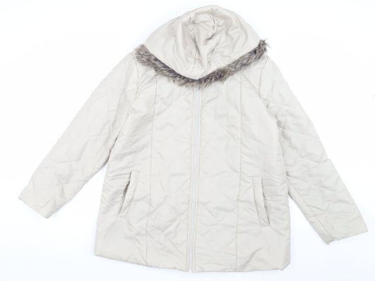 Additional front view of Anne De Lancay Women's Ivory Puffer Jacket M
