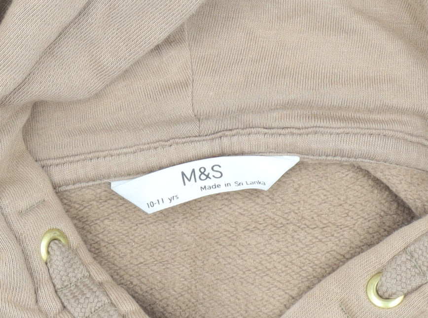 Marks and Spencer Girls Beige Pullover Hoodie 10-11 Years