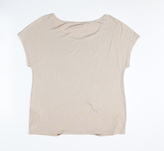 Jacques Vert Women's Beige T-Shirt - Size L, Short Sleeve