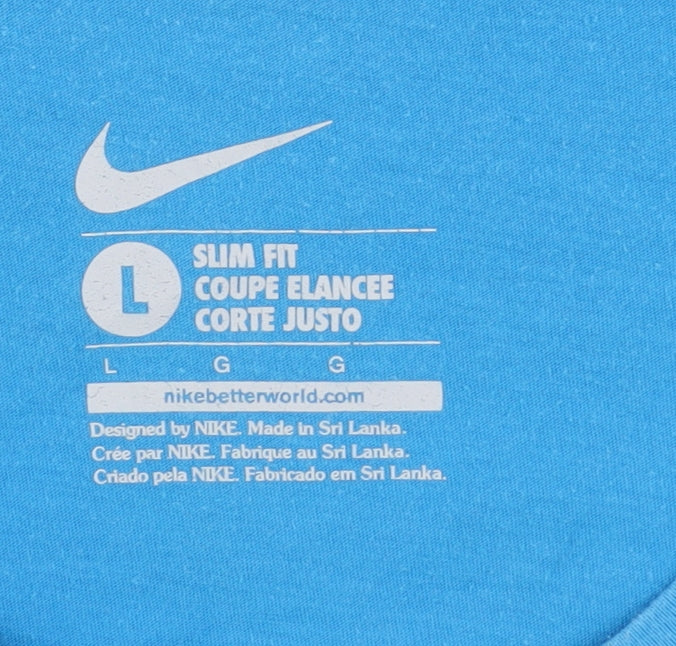 Womens UK Size L Nike Blue Basic T-Shirt