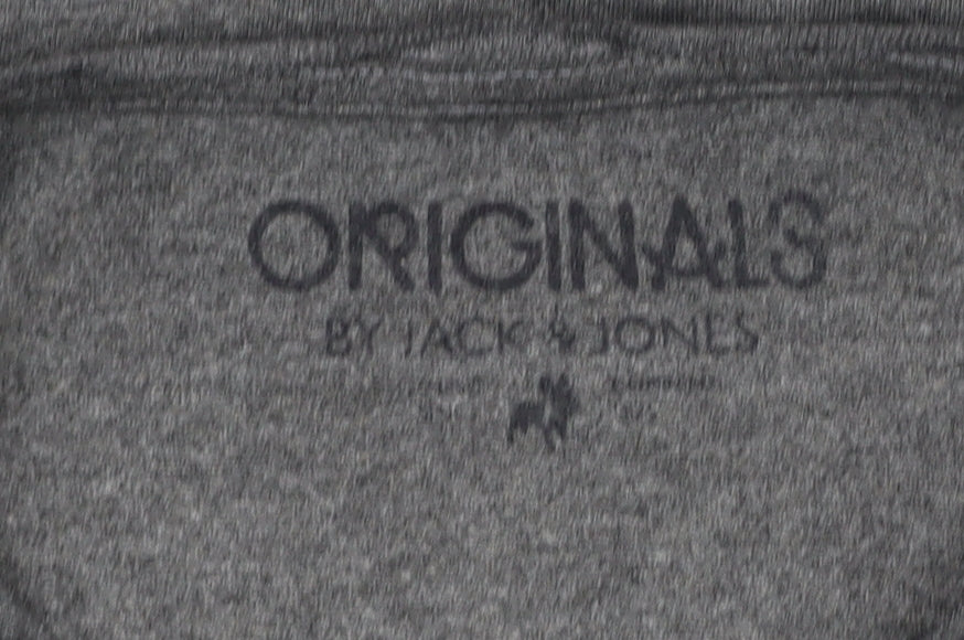 Jack & Jones Men's Grey Graphic T-Shirt, S, Short Sleeve