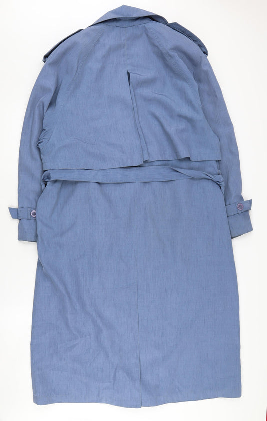 C&A Women's Blue Trench Coat, Size 16, Long Belted