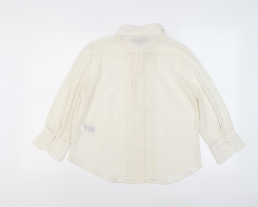 Banana Republic Women Ivory Button-Up Shirt S Petites
