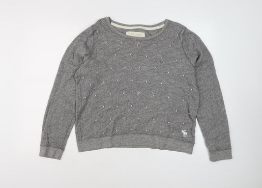 Womens UK Size L Abercrombie & Fitch Grey Pullover Sweatshirt