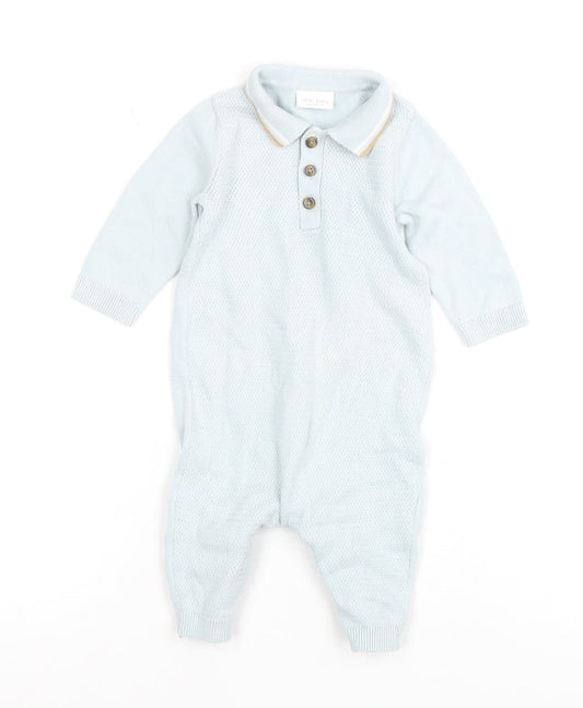 Next Unisex Baby Blue Knit Babygrow 0-3 Months