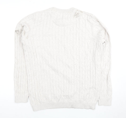 Racing Green Men's Ivory Cotton Pullover, Size M