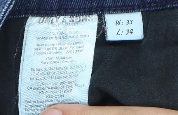 Unisex Adultss UK Size L ONLY & SONS Regular Fit Skinny Blue Jeans