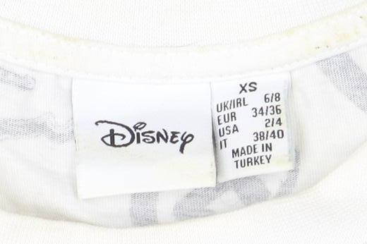 Womens UK Size XS Disney White Basic T-Shirt