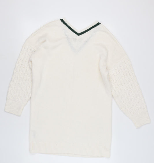 ASOS Women's White Knit V-Neck Dress Size 10