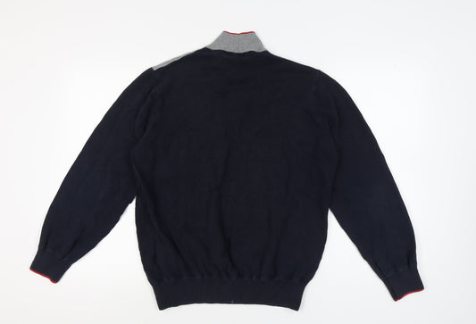 XL Grey & Black 1/2 Zip Cotton Men's Jumper - M&S