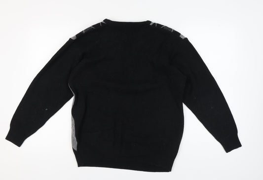 Greenwoods Men's Black M Argyle Pullover Jumper