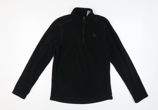 Additional front view of Decathlon unisex black fleece sweatshirt s 1/2 zip