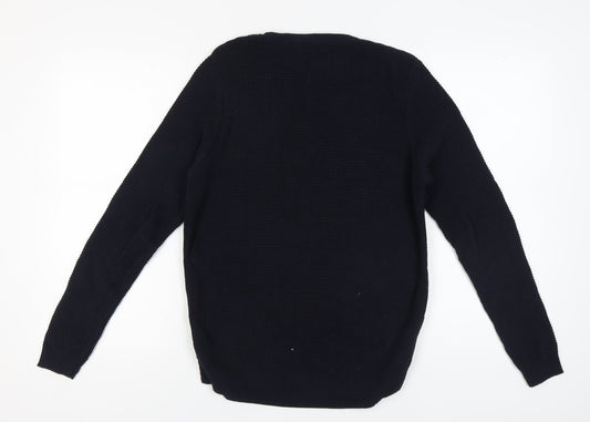 River Island Men's Black M Waffle-Knit Pullover Jumper