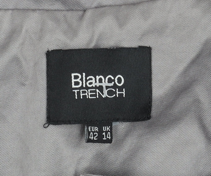 Blanco Women's Grey Trench Coat Size 14 Belted Classic