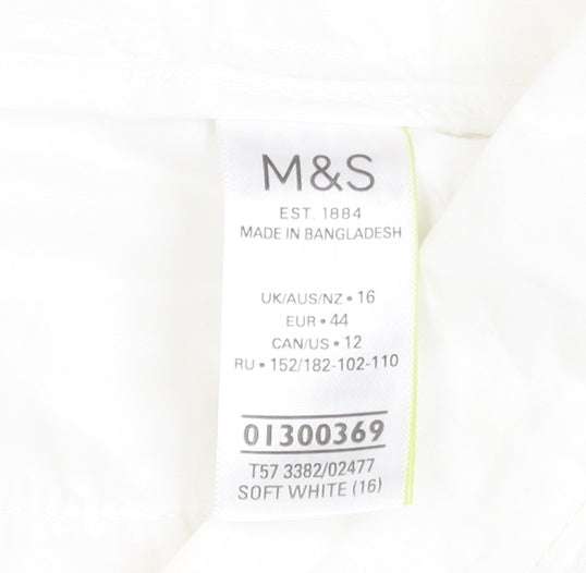Marks and Spencer Women's White Cotton Shorts Size 16