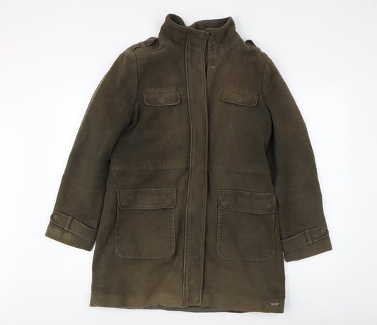 Additional front view of Whistles unisex green military jacket, size 10