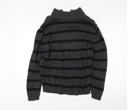 Pierre Cardin Men's Grey Striped Pullover Jumper, S
