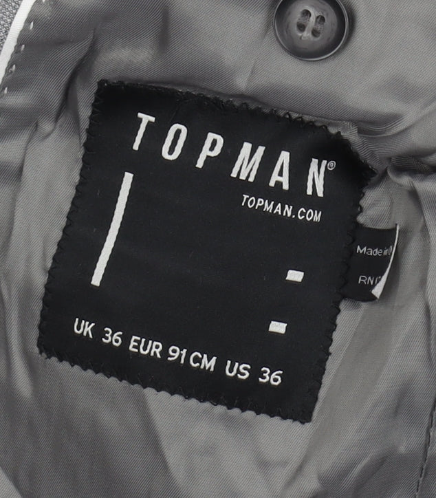 Mens UK Size 36 Topman Regular Grey Suit Jacket
