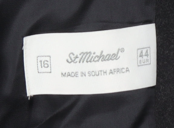 St Michael Women's Grey Wool Blazer Size 16 Classic