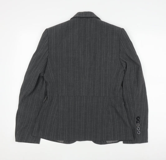 Marks and Spencer Grey Pinstripe Blazer Women Size 10