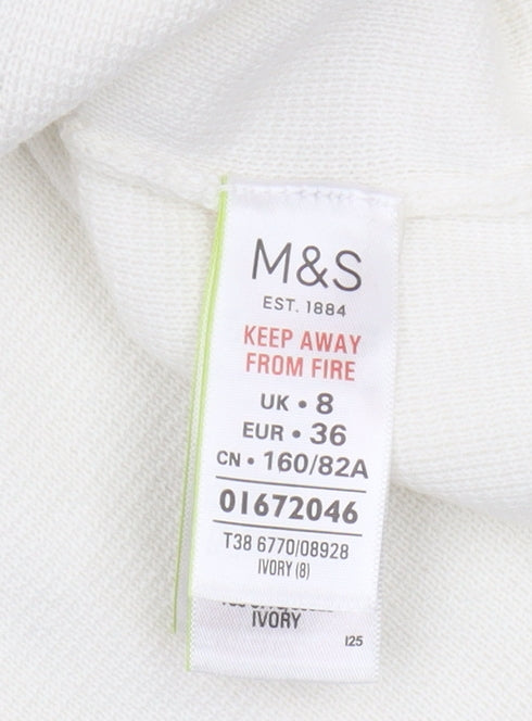 Womens UK Size 8 Marks and Spencer Ivory Pullover Jumper