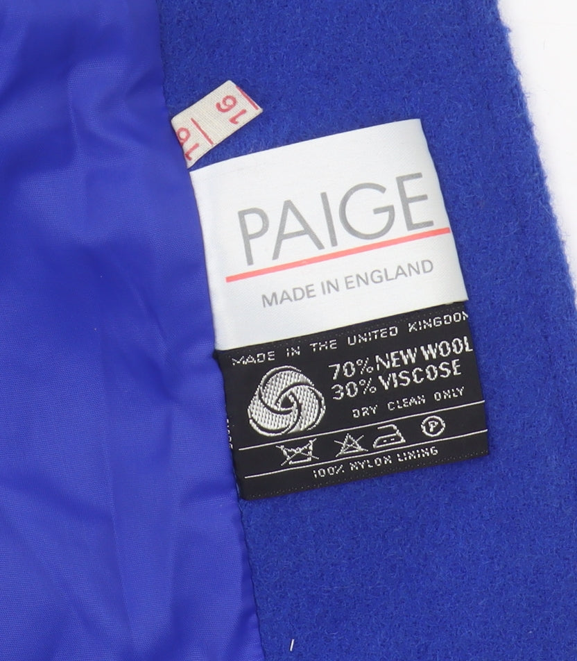 Paige Women's Blue Wool Blend Coat Size 16