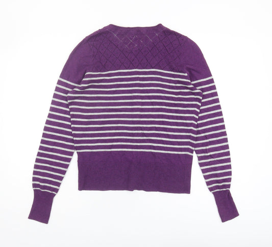 Mantaray Women's Purple Striped Cardigan Size 12