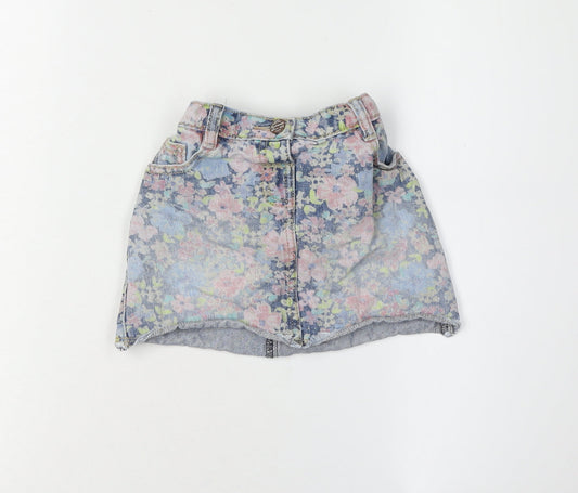 Next Girls Floral Denim Mini Skirt 3-4 Years