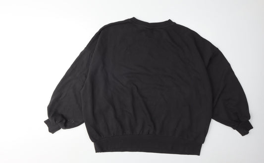 H&M Unisex Black Graphic Print Pullover Sweatshirt L