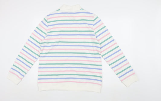 Cotton Traders Women's Ivory Striped Pullover Sweatshirt Size 12