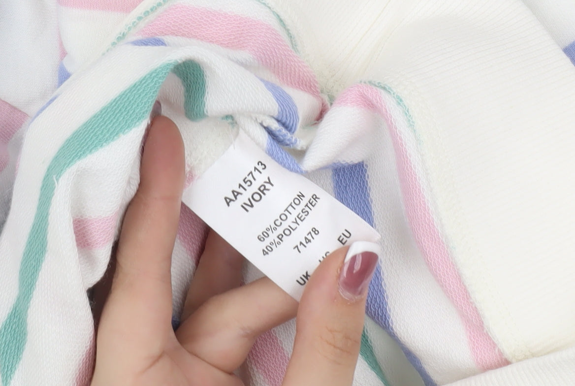 Cotton Traders Women's Ivory Striped Pullover Sweatshirt Size 12